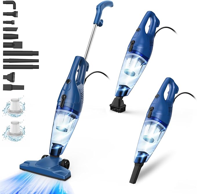 Corded Vacuum Cleaner, 12-in-1 Vacuum Cleaners for Home 15Kpa Power Suction Lightweight Stick Vacuum with