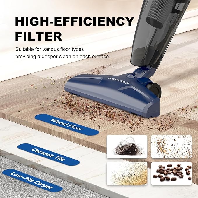 Corded Vacuum Cleaner, 14KPa Powerful Suction with 600W Motor, Lightweight Stick Vacuum Cleaner, Converts to Handheld with