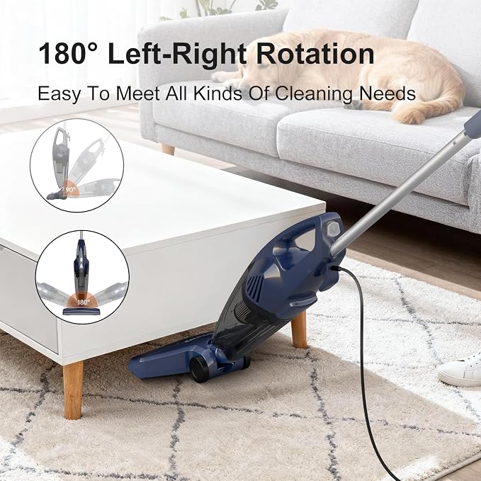 Corded Vacuum Cleaner, 14KPa Powerful Suction with 600W Motor, Lightweight Stick Vacuum Cleaner, Converts to Handheld with