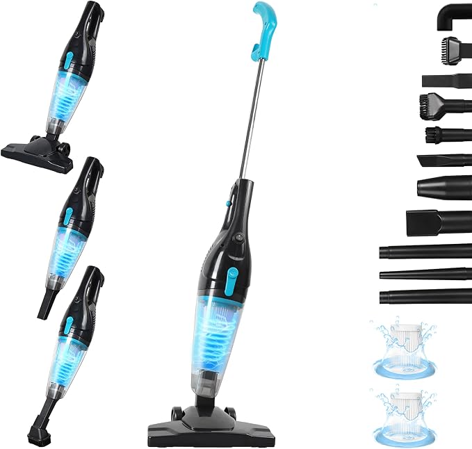 Corded Vacuum Cleaner, 15KPa Powerful Suction with 400W Motor, 12 in 1 Lightweight Bagless Stick Vac with Handheld, Ultra
