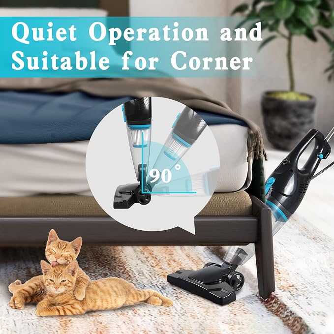 Corded Vacuum Cleaner, 15KPa Powerful Suction with 400W Motor, 12 in 1 Lightweight Bagless Stick Vac with Handheld, Ultra