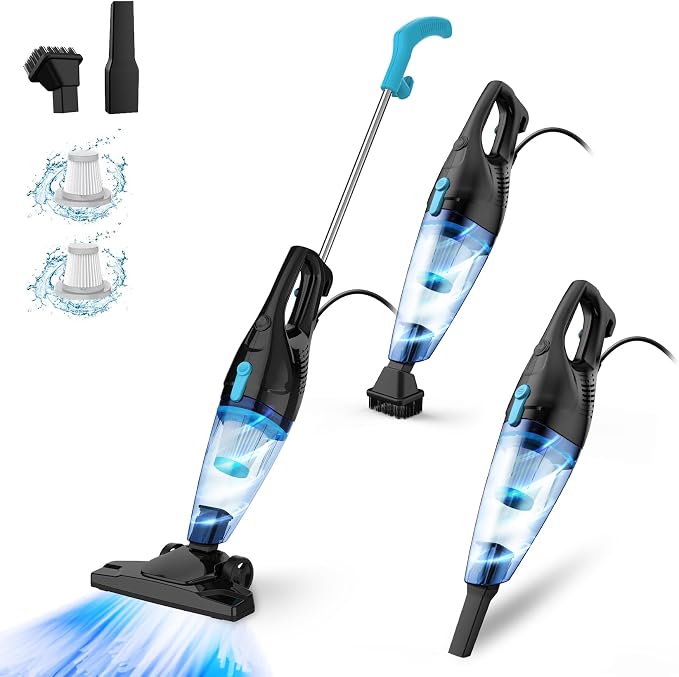 Corded Vacuum Cleaner, 4-in-1 Vacuum Cleaners for Home 15Kpa Power Suction Lightweight Corded Stick Vacuum with HEPA Filter