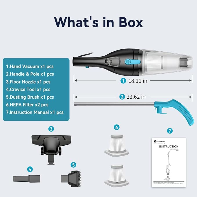 Corded Vacuum Cleaner, 4-in-1 Vacuum Cleaners for Home 15Kpa Power Suction Lightweight Corded Stick Vacuum with HEPA Filter