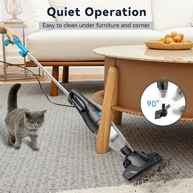 Corded Vacuum Cleaner, 4-in-1 Vacuum Cleaners for Home 15Kpa Power Suction Lightweight Corded Stick Vacuum with HEPA Filter