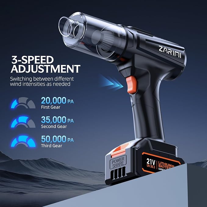 Cordless Handheld Car Vacuum Cleaner, 50,000Pa High-Power Brushless Motor, Rechargeable Dust Buster with 2 Batteries &