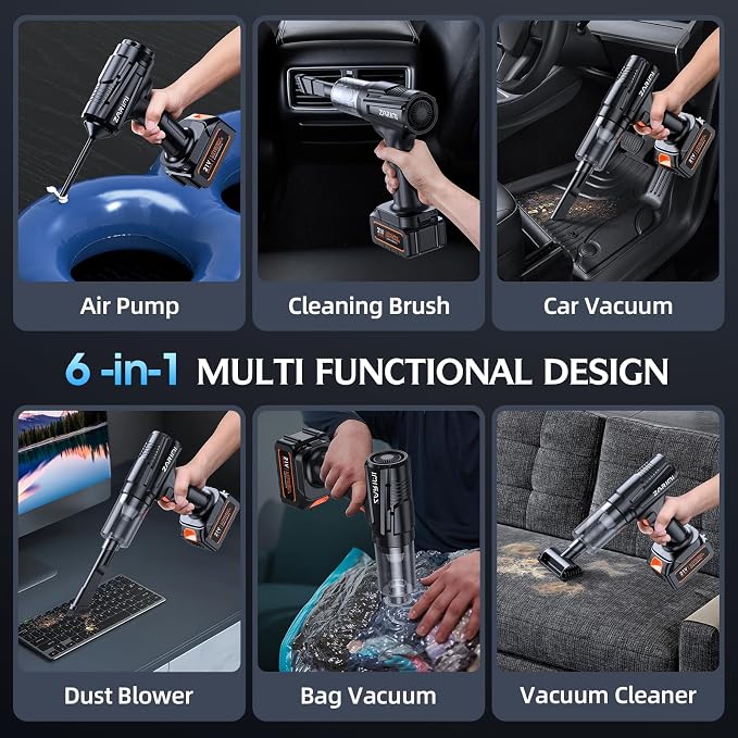 Cordless Handheld Car Vacuum Cleaner, 50,000Pa High-Power Brushless Motor, Rechargeable Dust Buster with 2 Batteries &