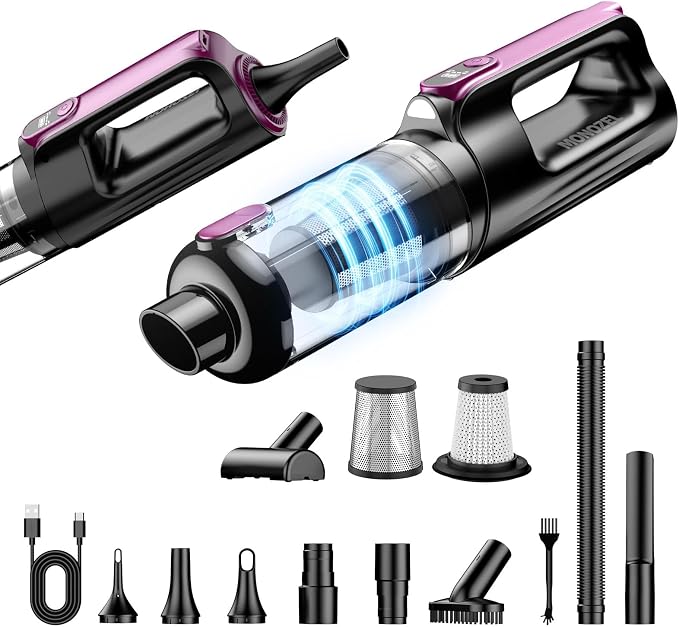 Cordless Handheld Vacuum Cleaner, 18000Pa 2 in 1 Car Vacuum Cleaner&Air Duster, 130W Brushless Motor with