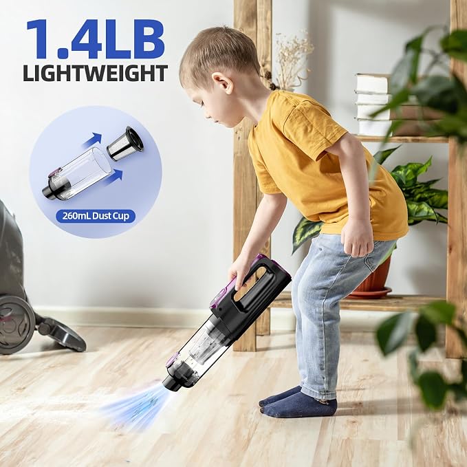 Cordless Handheld Vacuum Cleaner, 18000Pa 2 in 1 Car Vacuum Cleaner&Air Duster, 130W Brushless Motor with, alternate view 7