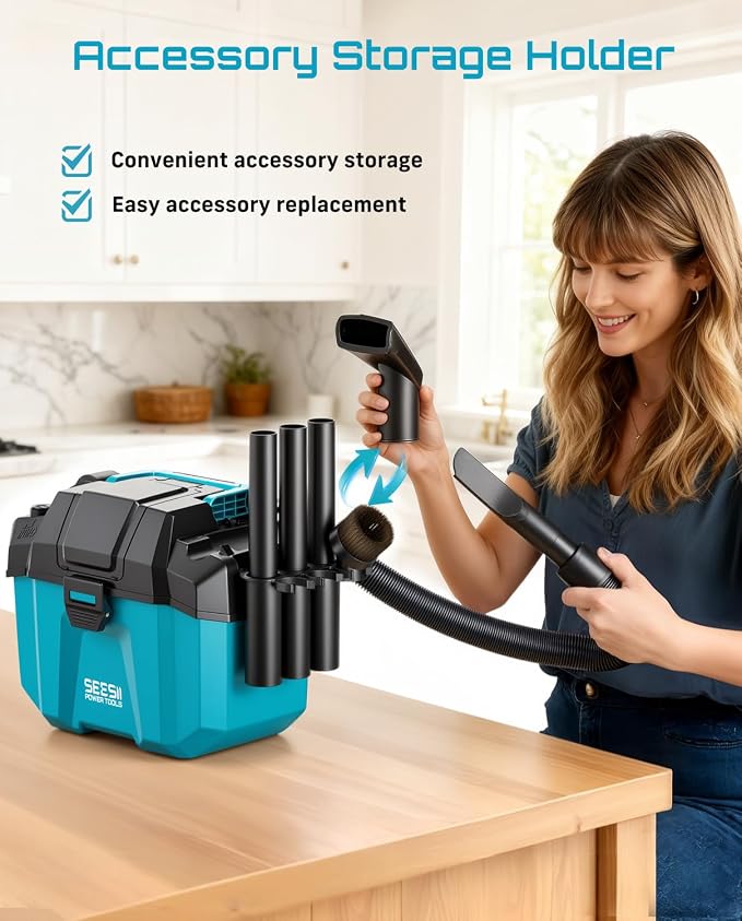 Cordless Wet and Dry, 2.6 Gallon Small with Accessory Storage Holder, 2 x 4.0Ah Batteries, 3-in-1 Wet Dry