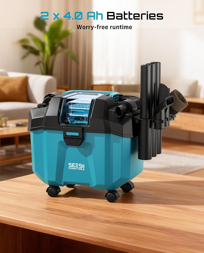 Cordless Wet and Dry, 2.6 Gallon Small with Accessory Storage Holder, 2 x 4.0Ah Batteries, 3-in-1 Wet Dry