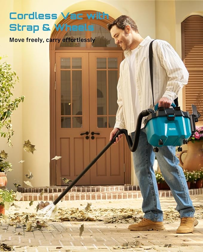 Cordless Wet and Dry, 2.6 Gallon Small with Accessory Storage Holder, 2 x 4.0Ah Batteries, 3-in-1 Wet Dry
