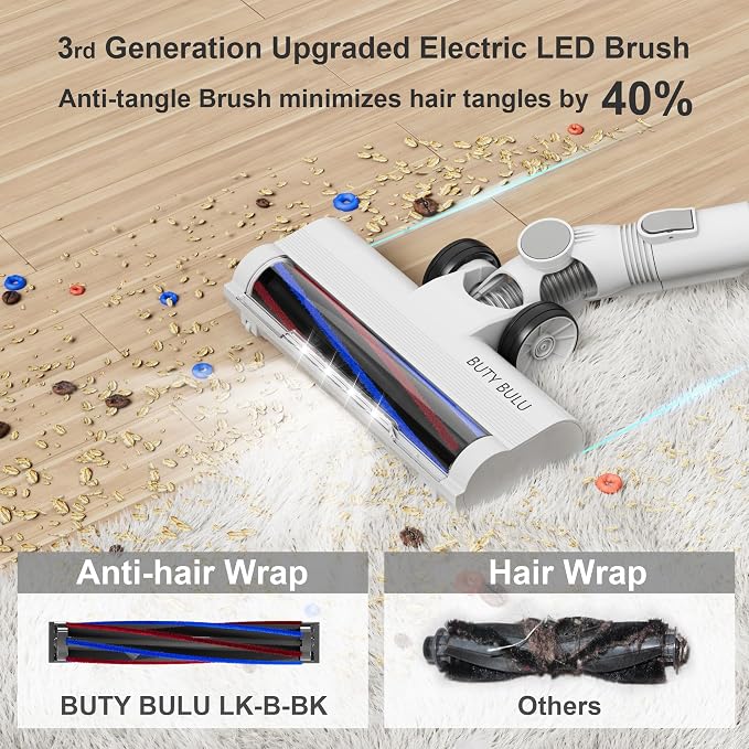 Cordless Stick Vacuum Cleaner, 30KPa Handheld 2200mAh Rechargeable Battery Lightweight Small Vac Electirc Broom, 40Mins