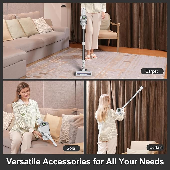 Cordless Stick Vacuum Cleaner, 30KPa Handheld 2200mAh Rechargeable Battery Lightweight Small Vac Electirc Broom, 40Mins