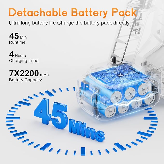 Cordless Stick Vacuum Cleaner - Rechargeable, 35Kpa Powerful Vacuums with Detachable Battery, LED Display, 45Mins Runtime, 8