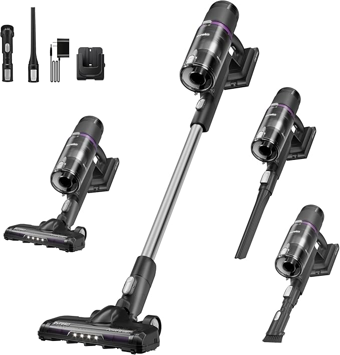 Cordless Vacuum - 50 Min Runtime for Large Homes, 5.5 lbs Lightweight, Ideal for Pet Hair & Allergies on Hardwood & Carpet