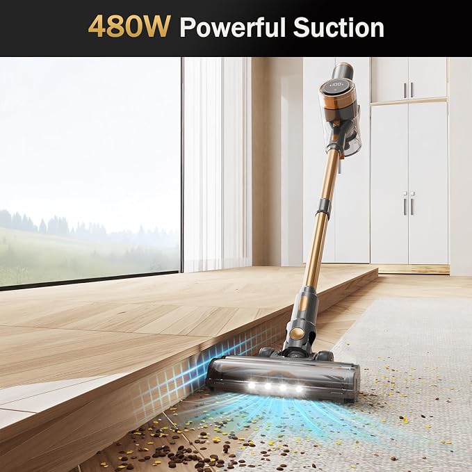 Cordless Vacuum Cleaner, 10-in-1 Lightweight Stick Vacuum with 45mins Runtime, Powerful Suction, LED Touch Screen