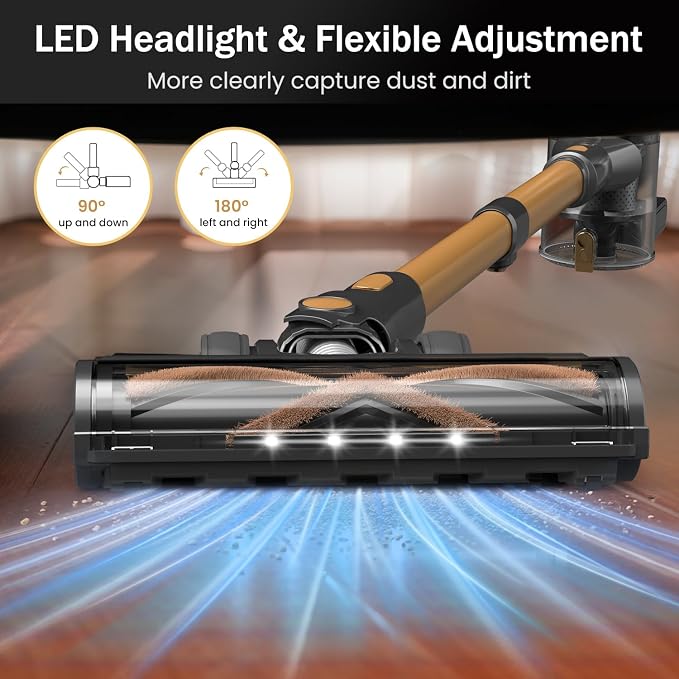 Cordless Vacuum Cleaner, 10-in-1 Lightweight Stick Vacuum with 45mins Runtime, Powerful Suction, LED Touch Screen