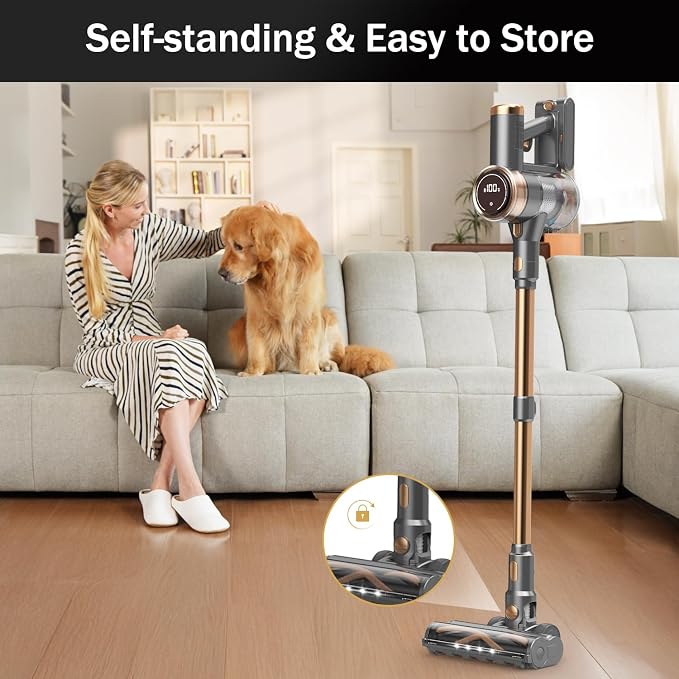 Cordless Vacuum Cleaner, 10-in-1 Lightweight Stick Vacuum with 45mins Runtime, Powerful Suction, LED Touch Screen