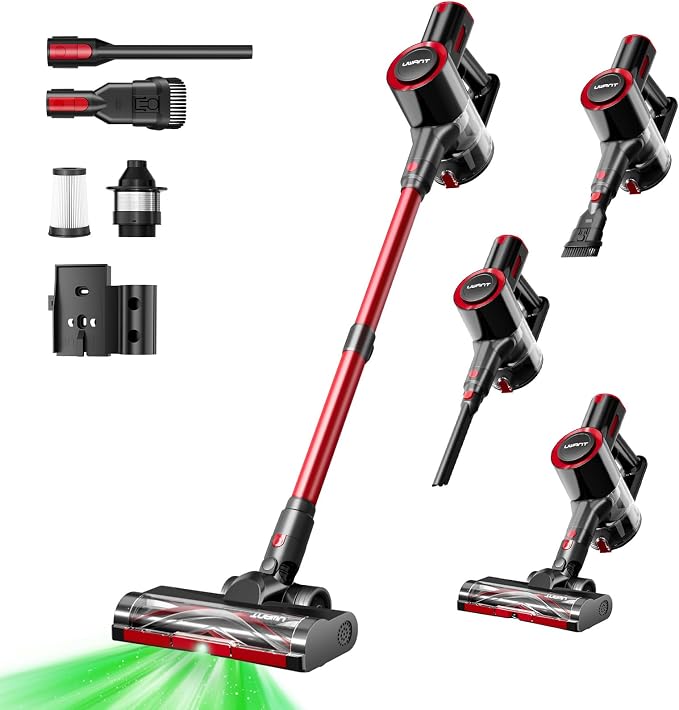 Cordless Vacuum Cleaner 35Kpa Powerful Suction Wide Green Headlight Vacuum Cleaner for Home Pet Hair Anti-Tangle HEPA