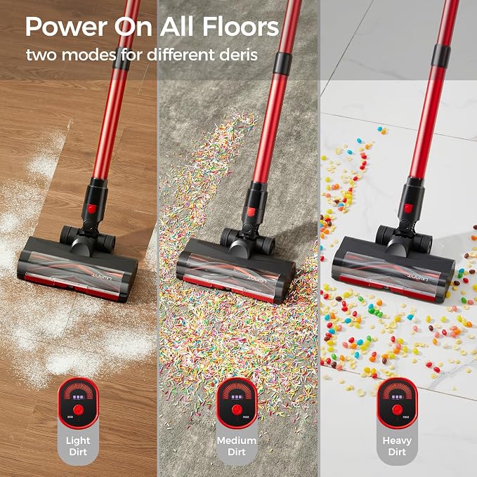 Cordless Vacuum Cleaner 35Kpa Powerful Suction Wide Green Headlight Vacuum Cleaner for Home Pet Hair Anti-Tangle HEPA