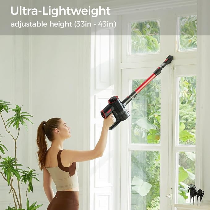 Cordless Vacuum Cleaner 35Kpa Powerful Suction Wide Green Headlight Vacuum Cleaner for Home Pet Hair Anti-Tangle HEPA