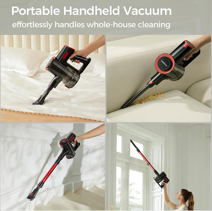 Cordless Vacuum Cleaner 35Kpa Powerful Suction Wide Green Headlight Vacuum Cleaner for Home Pet Hair Anti-Tangle HEPA