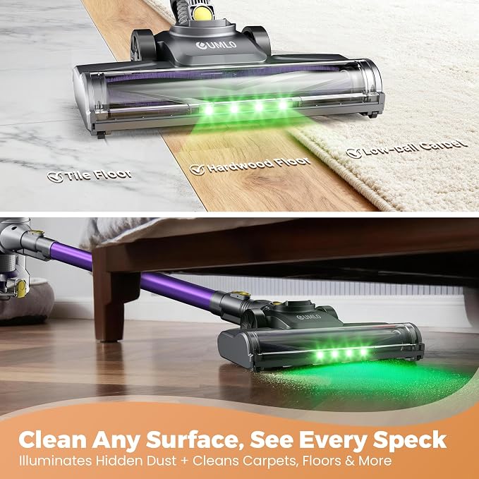 Cordless Vacuum Cleaner, 40Kpa Powerful Suction Stick Vacuum Cleaners for Home, 45 Mins Runtime, 1.6L Dust Box, Anti-Tangle