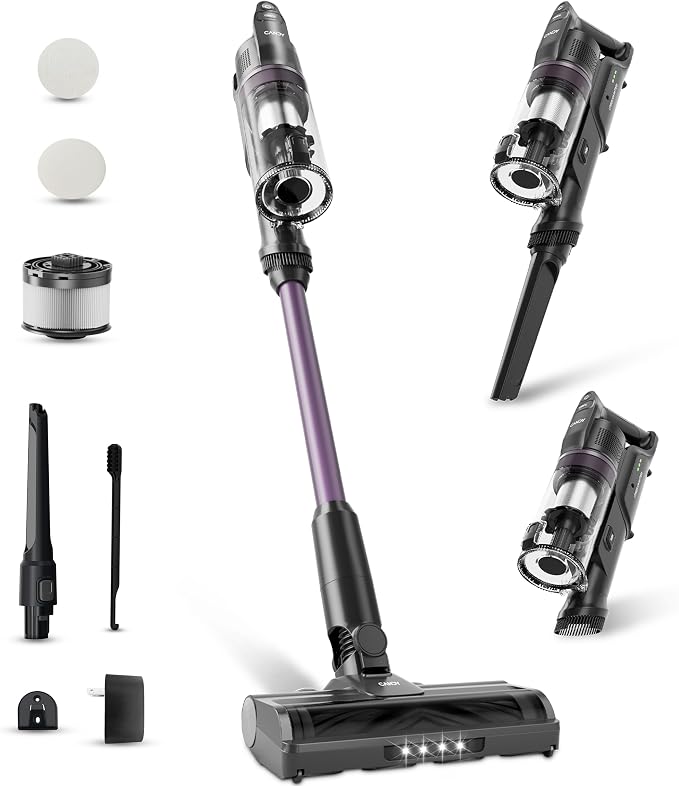 Cordless Vacuum Cleaner,45Mins Vacuum Cleaners for Home,Stick Vacuum,Strong Suction,Removeable Battery,Anti-Tangle,One Click
