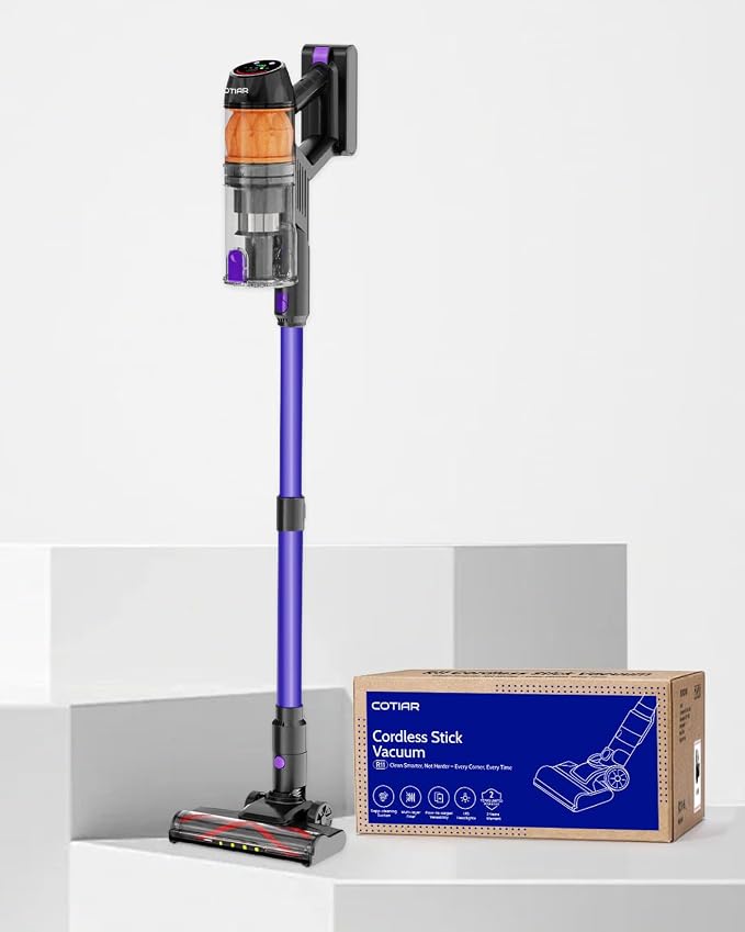 Cordless Vacuum Cleaner,500W 40KPa 60Mins Vacuum Cleaners for Home,Powerful Stick Vacuum With Green Light,Anti-tangle