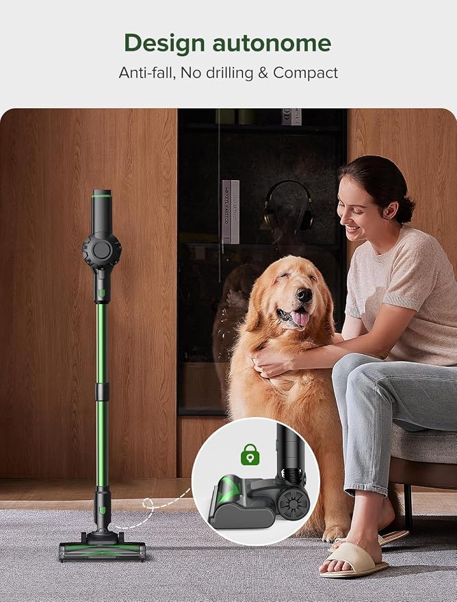 Cordless Vacuum Cleaner, 550W/45Kpa/60Mins, Cordless Stick Vacuum Cleaner with Self-Standing and Touch Screen, 6-in-1