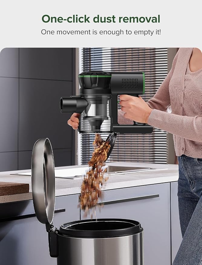 Cordless Vacuum Cleaner, 550W/45Kpa/60Mins, Cordless Stick Vacuum Cleaner with Self-Standing and Touch Screen, 6-in-1