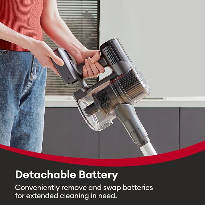 Cordless Vacuum Cleaner, 550W 50Kpa Stick Vacuum with Car Dashboard Screen, Tangle-Free Brush for Pet Hair, Max 45mins