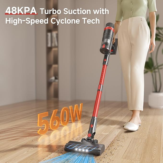 Cordless Vacuum Cleaner, 560W/48KPa/70Mins Vacuum Cleaners for Home,Self-Standing Stick Vacuum with Smart Touch, alternate