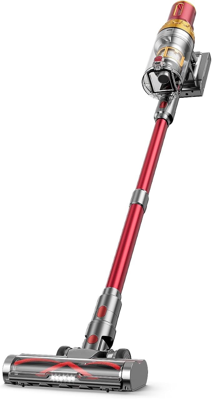 Cordless Vacuum Cleaner, 580W 48Kpa 65Mins Vacuum Cleaners for Home, Self-Standing Stick Vacuum with Auto Scrapping Dust