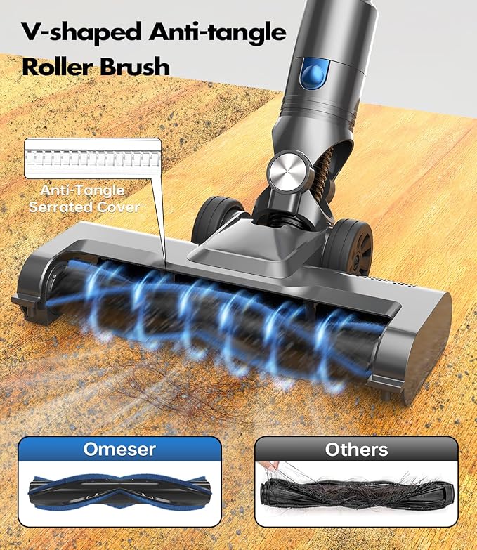 Cordless Vacuum Cleaner, 580W/50Kpa/50Mins Stick Vacuum for Home, LED Touch Screen, Anti-Tangle, Wall Mount Charging