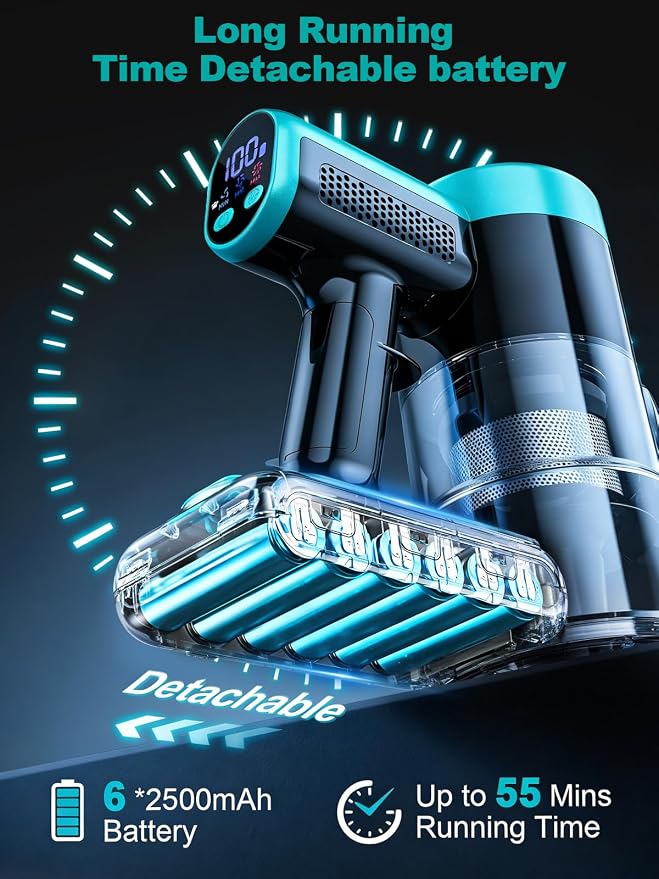 Cordless Vacuum Cleaner, 58Kpa 10 in 1 Vacuum Cleaners for Home, 55Mins Stick Vacuum with Self-Standing & LED Display