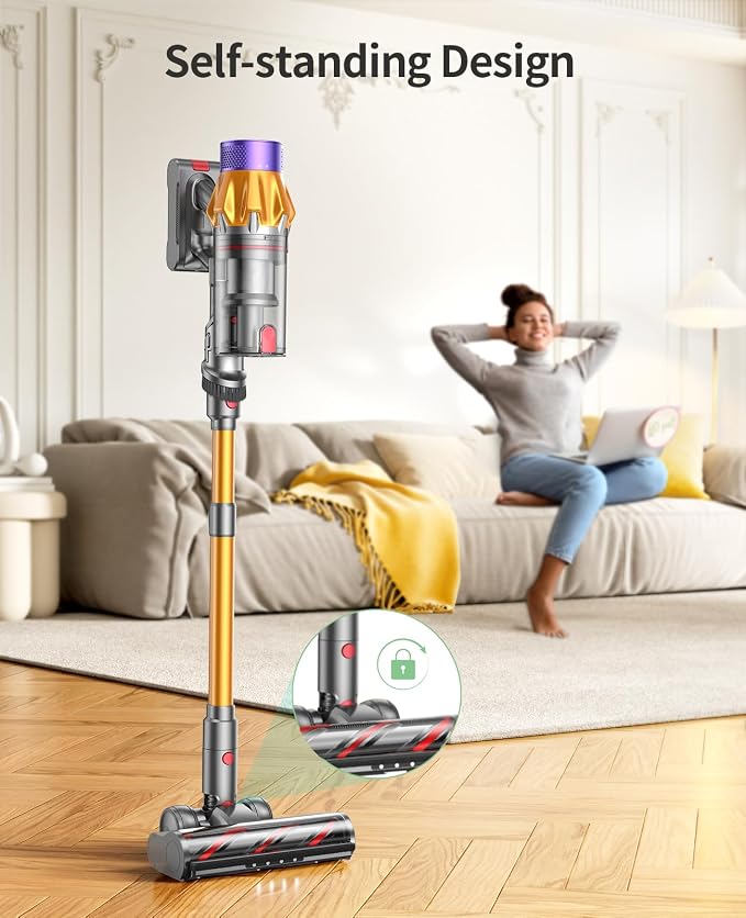 Cordless Vacuum Cleaner, 600W 50KPA 65Mins Cordless Stick Vacuum Cleaner With Touch Screen, Self-Standing,Wall Mount
