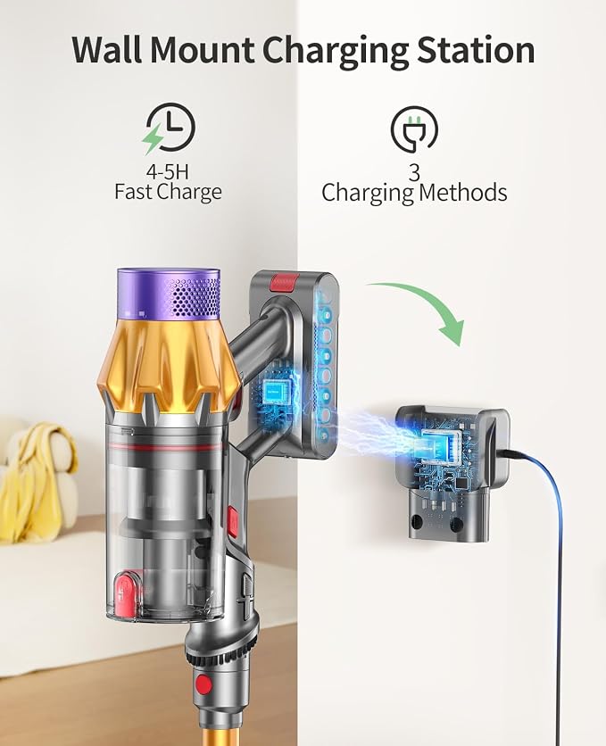 Cordless Vacuum Cleaner, 600W 50KPA 65Mins Cordless Stick Vacuum Cleaner With Touch Screen, Self-Standing,Wall Mount
