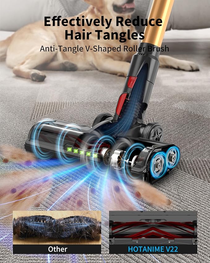 Cordless Vacuum Cleaner, 650W 50KPa 70-Min Runtime Stick Vacuum, Self-Standing Lightweight Vacuum for Home, Pet Hair