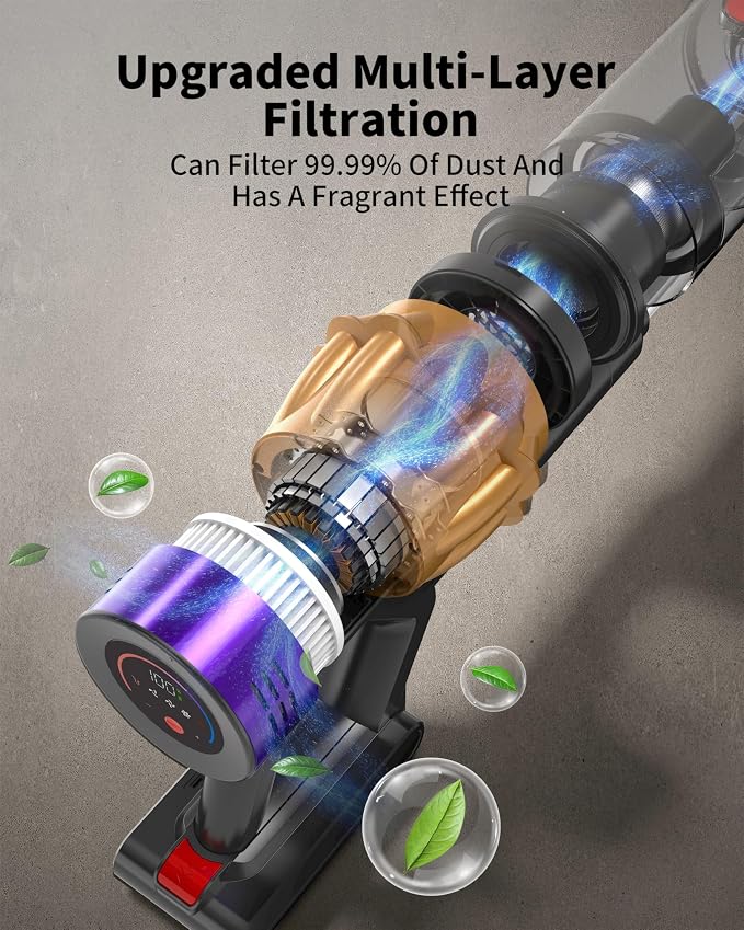Cordless Vacuum Cleaner, 650W 50KPa 70-Min Runtime Stick Vacuum, Self-Standing Lightweight Vacuum for Home, Pet Hair