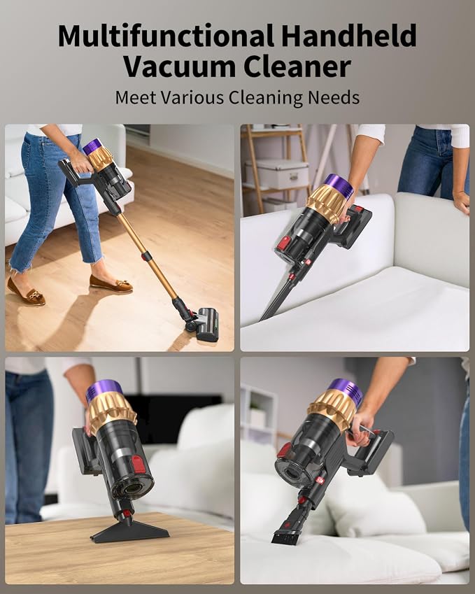 Cordless Vacuum Cleaner, 650W 50KPa 70-Min Runtime Stick Vacuum, Self-Standing Lightweight Vacuum for Home, Pet Hair