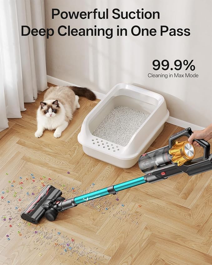 Cordless Vacuum Cleaner, 650W 55KPa 60Mins Vacuum Cleaners for Home, 8-in-1 Stick Vacuum with Charging Dock Station, Powerful