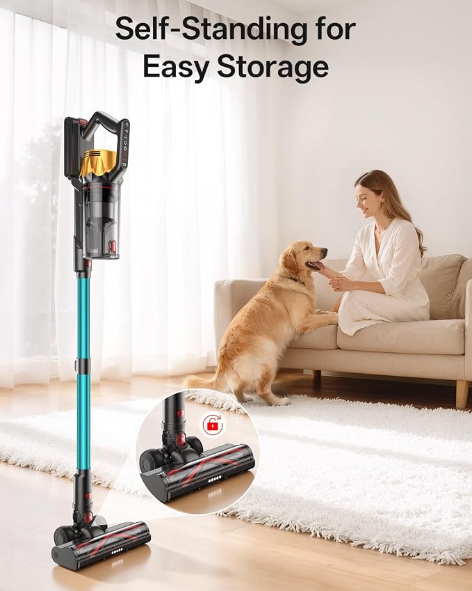 Cordless Vacuum Cleaner, 650W 55KPa 60Mins Vacuum Cleaners for Home, 8-in-1 Stick Vacuum with Charging Dock Station, Powerful