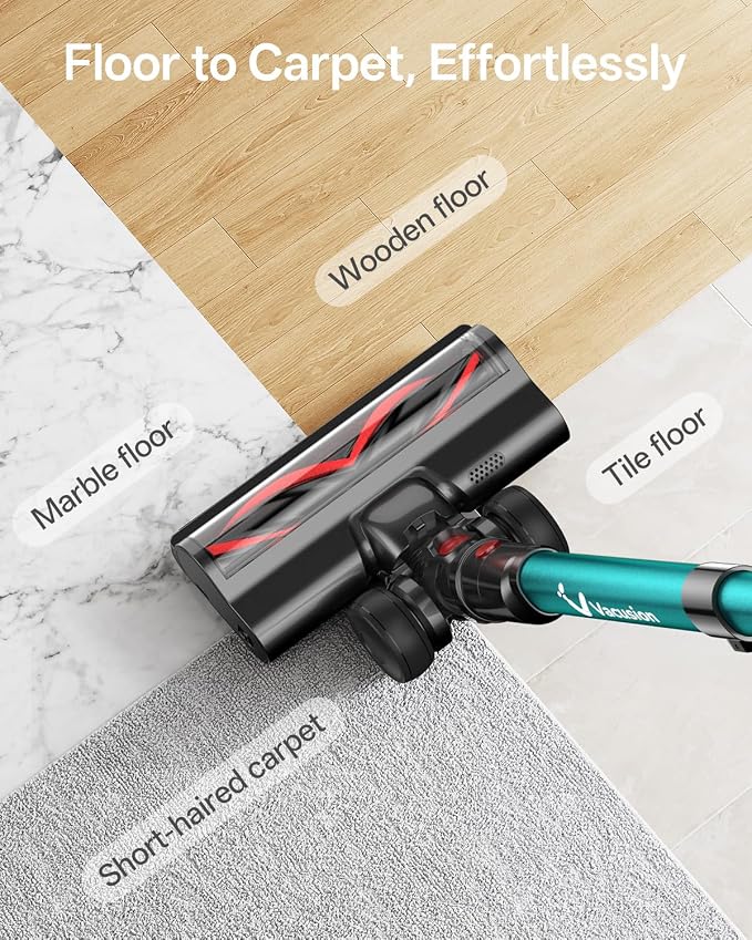 Cordless Vacuum Cleaner, 650W 55KPa 60Mins Vacuum Cleaners for Home, 8-in-1 Stick Vacuum with Charging Dock Station, Powerful