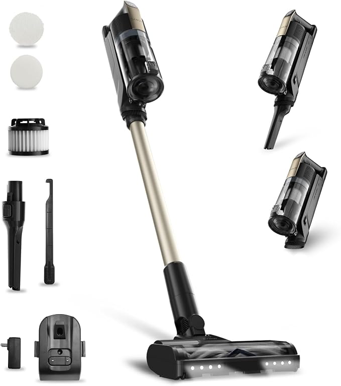 Cordless Vacuum Cleaner,65Mins Stick Vacuum Cleaners for Home,400W/190AW Powerful Suction,Anti-Tangle,LED