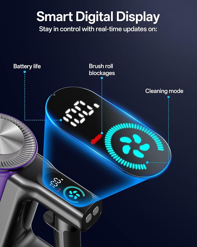 Cordless Vacuum Cleaner, 8-in-1 Cordless Stick Vacuum Cleaner with 3 Suction Modes, Up to 45mins Runtime, Rechargeable
