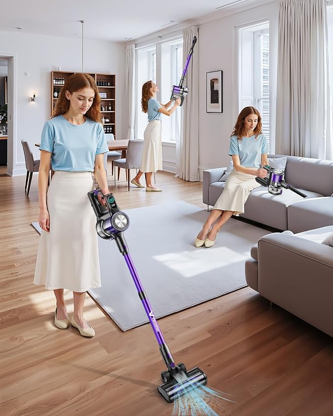 Cordless Vacuum Cleaner, 8-in-1 Cordless Stick Vacuum Cleaner with 3 Suction Modes, Up to 45mins Runtime, Rechargeable