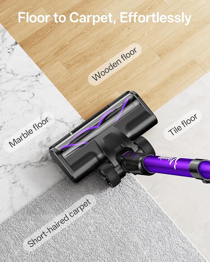 Cordless Vacuum Cleaner, 8-in-1 Cordless Stick Vacuum Cleaner with 3 Suction Modes, Up to 45mins Runtime, Rechargeable