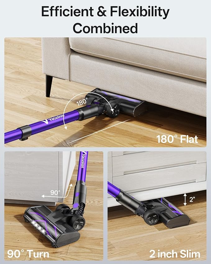 Cordless Vacuum Cleaner, 8-in-1 Cordless Stick Vacuum Cleaner with 3 Suction Modes, Up to 45mins Runtime, Rechargeable