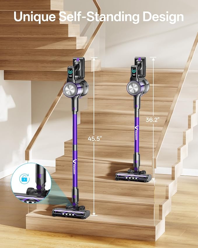Cordless Vacuum Cleaner, 8-in-1 Cordless Stick Vacuum Cleaner with 3 Suction Modes, Up to 45mins Runtime, Rechargeable